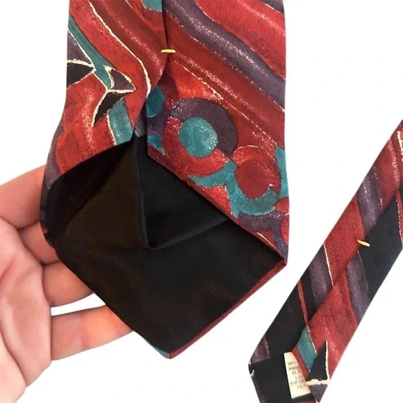 VTG Oscar de la Renta Couture Collection Men's 100% Silk Neckwear Tie Abstract - Picture 6 of 8